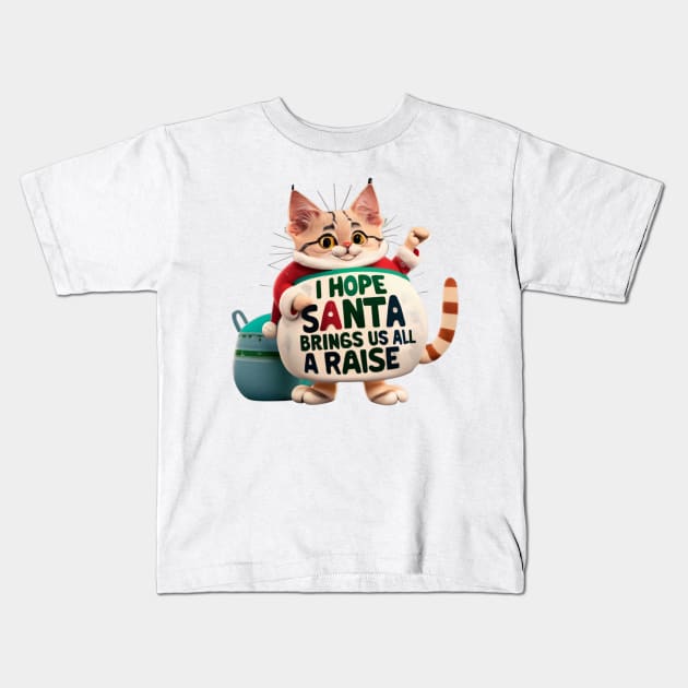 I Hope Santa Brings Us All a Raise Office Christmas Party Wishes Kids T-Shirt by Positive Designer